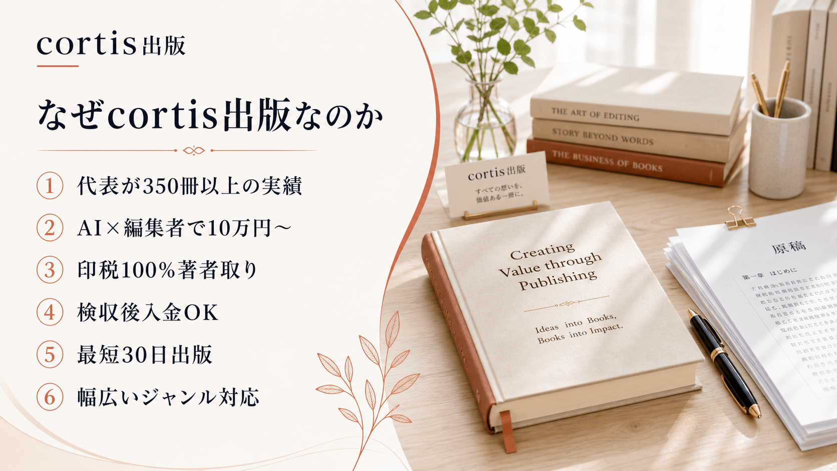 なぜcortis出版なのか - 選ばれる6つの理由